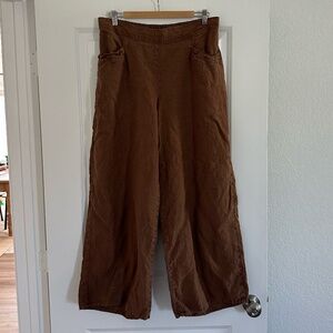 Flax Brown Linen Wide Leg Pants